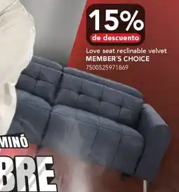 City Club Member's choice love seat reclinable velvet oferta