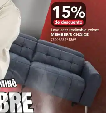 Member's choice love seat reclinable velvet