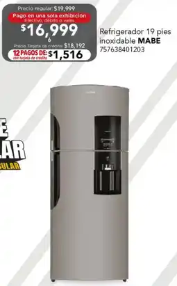 City Club Mabe refrigerador 19 pies inoxidable oferta