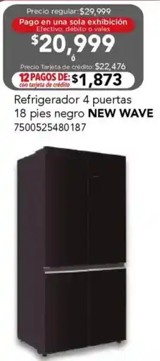 City Club New wave refrigerador 4 puertas 18 pies negro oferta