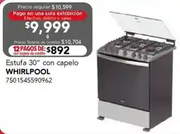 City Club Whirlpool estufa 30" con capelo oferta