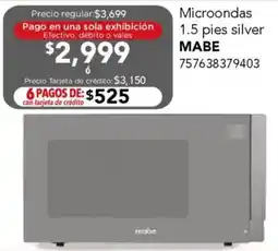 City Club Mabe microondas 1.5 pies silver oferta