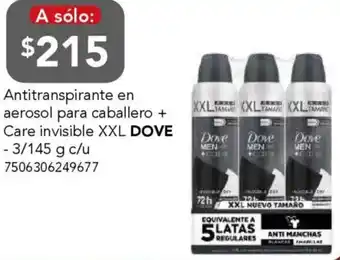 Dove antitranspirante en aerosol para caballero + care invisible xxl