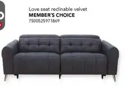 City Club Member's choice love seat reclinable velvet oferta