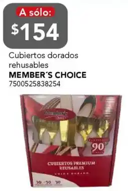 City Club Member's choice cubiertos dorados rehusables oferta