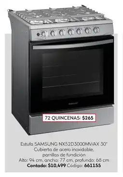 Coppel SAMSUNG Estufa NX52D3000MV/AX 30" oferta