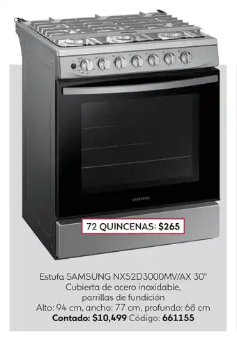 SAMSUNG Estufa NX52D3000MV/AX 30"