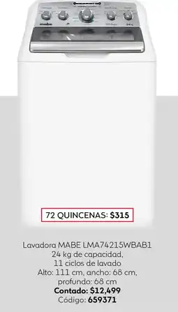Coppel MABE lavadora LMA74215WBAB1 oferta