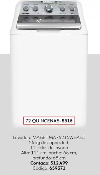 MABE lavadora LMA74215WBAB1