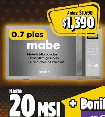 Bodega Aurrerá Mabe microondas oferta