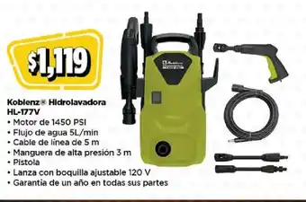 Bodega Aurrerá Koblenz hidrolavadora HL-177V oferta