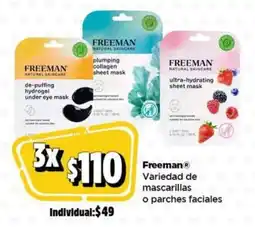 Bodega Aurrerá Freeman mascarillas o parches faciales oferta