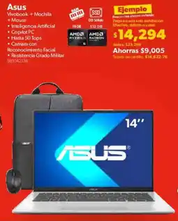 Sam's Club Asus vivobook + mochila + mouse 14" oferta