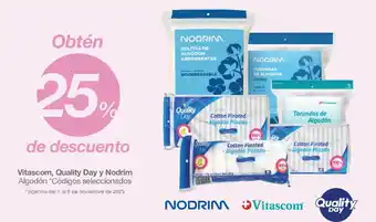Vitascom, Quality Day y Nodrim Algodón códigos seleccionados