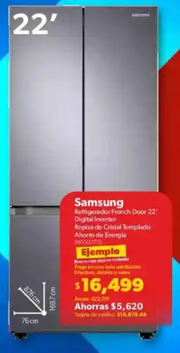 Sam's Club Samsung refrigerador french door 22' oferta