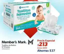 Sam's Club Member's mark toallitas de bebés oferta