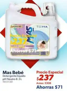 Sam's Club Mas bebé detergente líquido ph neutro oferta