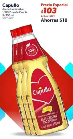 Sam's Club Capullo aceite comestible 100% puro de canola oferta