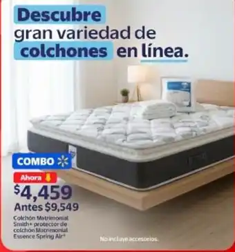 Walmart Colchón matrimonial smith protector de colchón matrimonial oferta