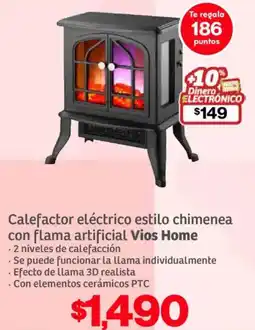 Soriana Híper Vios home calefactor eléctrico estilo chimenea con flama artificial oferta