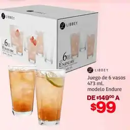 Soriana Híper Libbey juego de 6 vasos oferta