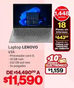 Soriana Híper Lenovo laptop V14 oferta