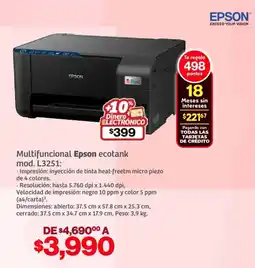 Soriana Híper Epson ecotank multifuncional L3251 oferta