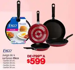 Soriana Híper Ekco juego de 4 Sartén oferta