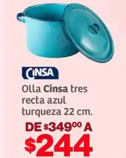 Soriana Híper Cinsa olla tres recta azul turqueza oferta
