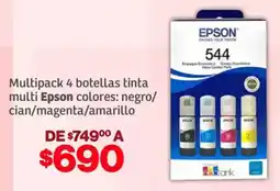 Soriana Híper Epson mutipack 4 botellas tinta oferta