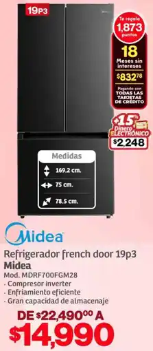 Soriana Híper Midea refrigerador french door 19p3 oferta
