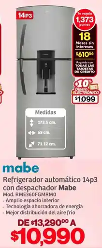 Soriana Híper Mabe refrigerador automático 14p3 oferta