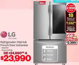 Soriana Híper LG refrigerador 29p3 oferta