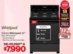 Soriana Híper Whirlpool estufa 30" oferta