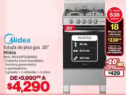 Soriana Híper Midea estufa de piso gas 20" oferta