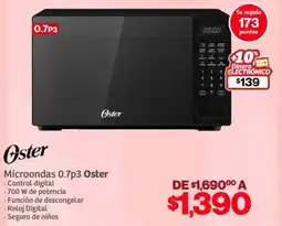 Soriana Híper Oster microondas 0.7p3 oferta