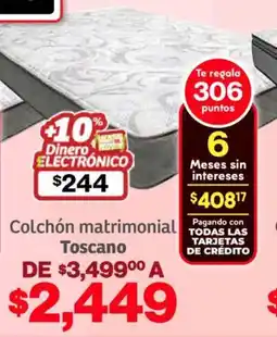 Soriana Híper Toscano colchón matrimonial oferta