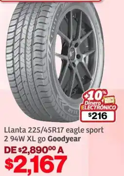 Soriana Híper Goodyear llanta 225/45r17 eagle sport 2 94w xl go oferta