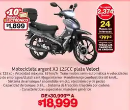 Soriana Híper Veloci motocicleta argent X3 125CC plata oferta