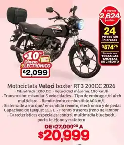 Soriana Híper Veloci motocicleta boxter RT3 200CC 2026 oferta