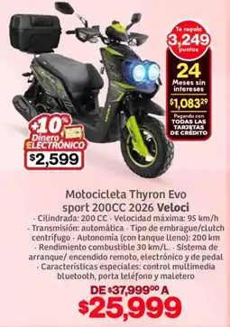 Soriana Híper Veloci motocicleta thyron evo sport 200cc 2026 oferta