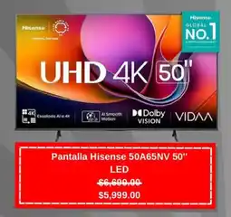 Muebles América Hisense pantalla 50A65NV 50" oferta