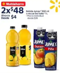 Walmart Jumex bebida o Del Valle néctar oferta