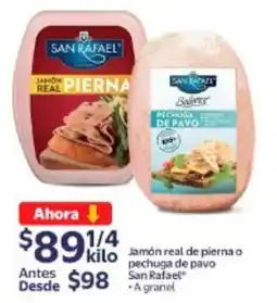 Walmart San rafael jamón real de pierna o pechuga de pavo oferta