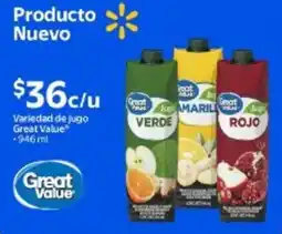 Walmart Great value variedad de jugo oferta