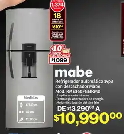 Soriana Mercado Mabe refrigerador automático 14p3 con despachador oferta