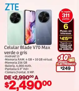 Soriana Mercado ZTE celular blade V70 max verde o gris oferta
