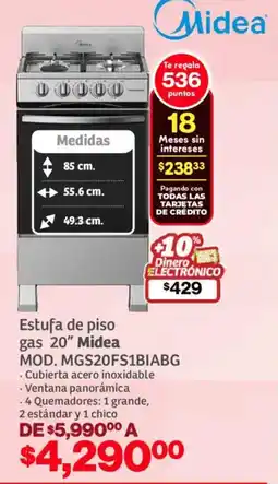 Soriana Mercado Midea estufa de piso gas 20" oferta