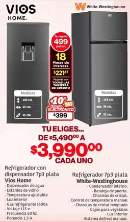 Soriana Mercado Vios home Refrigerador 7p3 plata oferta