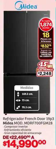 Soriana Mercado Midea refrigerador french door 19p3 oferta